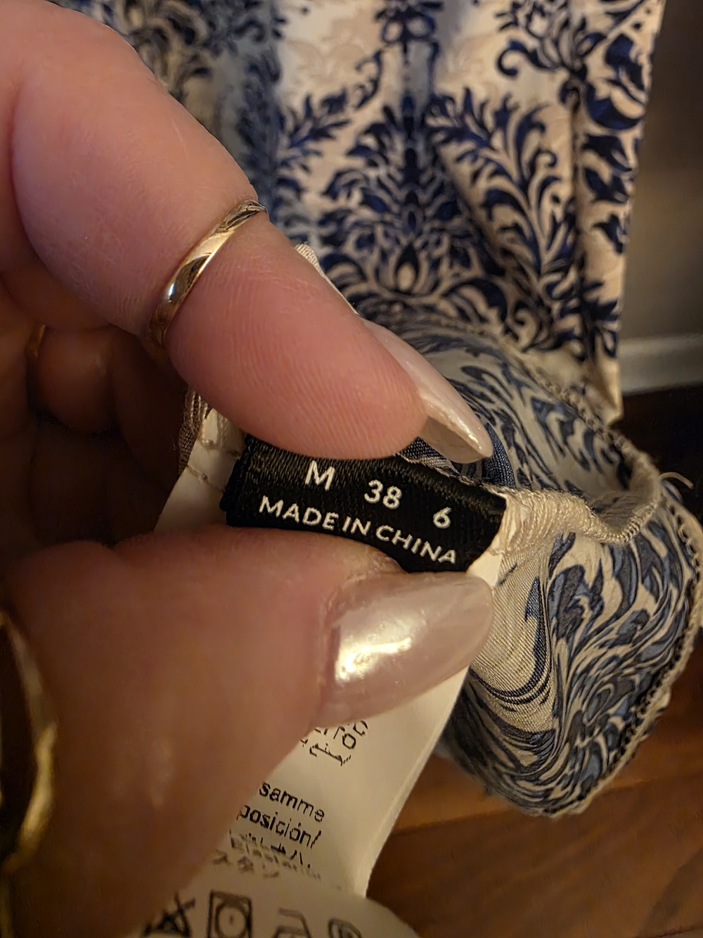 Blue and White Floral Print Midi Dress - Picture 4 of 4